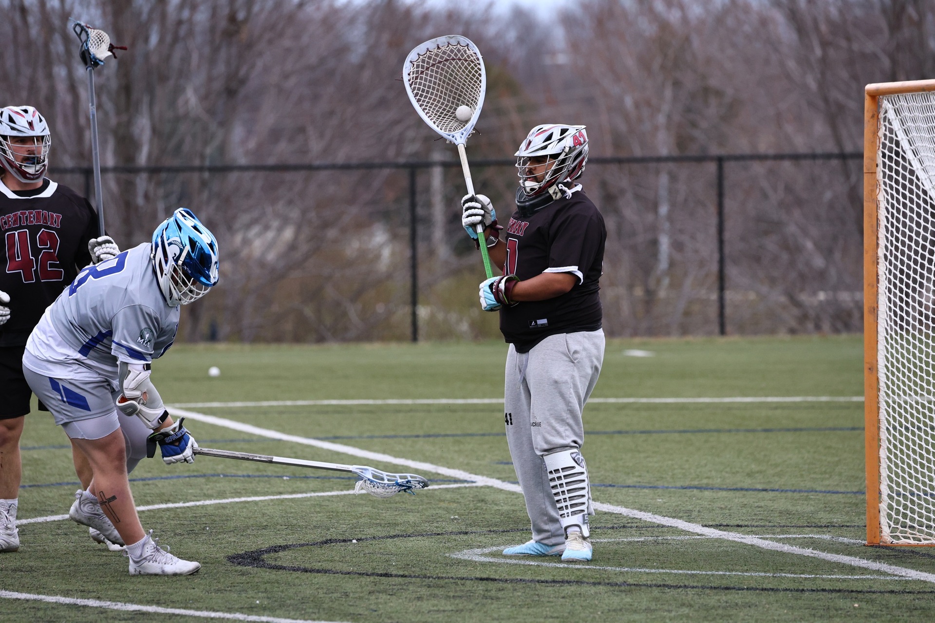 Senior GK Dylan Miller made 14 saves on Friday.